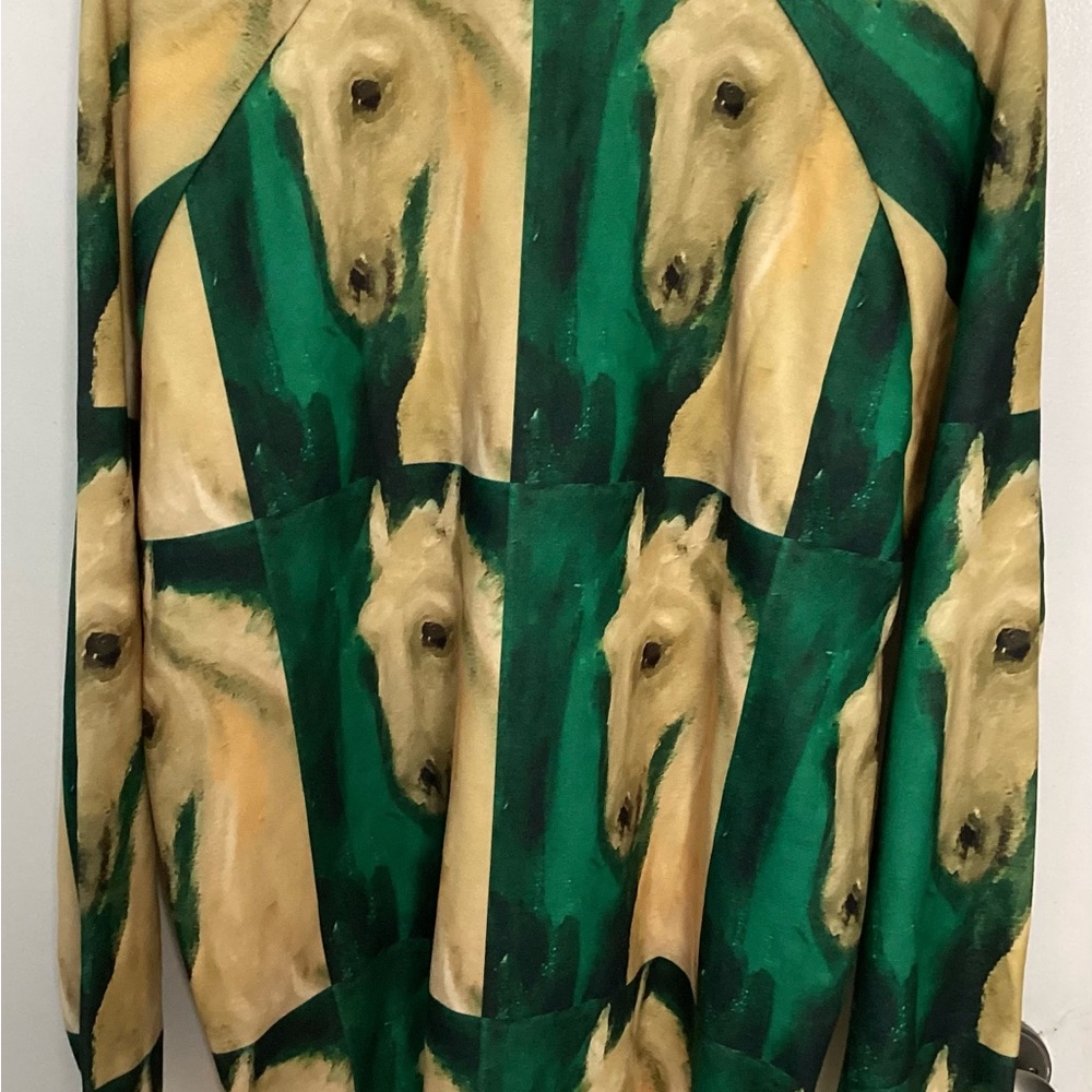 NWOT VIDA Green and Beige Artistic Horse Sweatshirt XL - Picture 8 of 10